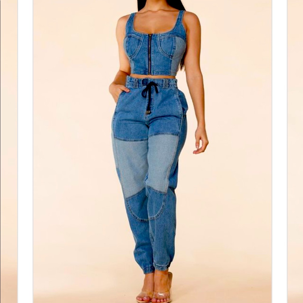 Denim two piece set